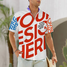 Lade das Bild in den Galerie-Viewer, Multi-Image-Design Herren Stehkragen Kurzarmhemd mit Tasche LM058 mit Ihrem Design Motiv Foto Text selbst gestalten und bedrucken