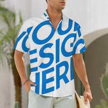 Lade das Bild in den Galerie-Viewer, Einzelbild-Design Herren Stehkragen Kurzarmhemd mit Tasche LM058 mit Ihrem Design Motiv Foto Text selbst gestalten und bedrucken