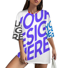 Lade das Bild in den Galerie-Viewer, Locker geschnittenes T-Shirt mit überschnittenen Schultern und mittellangen Ärmeln S28T mit Foto Design Motiv Text selbst gestalten und bedrucken