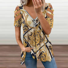 Lade das Bild in den Galerie-Viewer, Cold-Shoulder Tunika mit Reißverschluss | V-Ausschnitt & Custom Print
