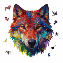 Lade das Bild in den Galerie-Viewer, Unregelmäßiges Holzpuzzles (Wolfskopfform) JJ0533027 mit Fotos Muster Text selbst gestalten und bedrucken