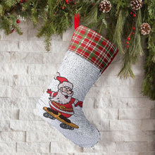 Lade das Bild in den Galerie-Viewer, Personalisierbarer Weihnachtssocke mit Pailletten | Nikolausstrumpf mit Foto