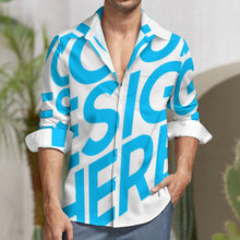 Lade das Bild in den Galerie-Viewer, Einzelbild-Design Herren / Männer Lässiges Langarmhemd aus Leinenimitat mit einer Tasche LS mit Foto Design Motiv Text selbst gestalten und bedrucken