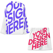 Lade das Bild in den Galerie-Viewer, Einzelbild-Design Unisex Langärmliges Hemdset mit kubanischem Kragen A18TZ mit Foto Design Motiv Text selbst gestalten und bedrucken