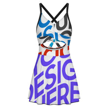 Lade das Bild in den Galerie-Viewer, Multi-Image-Druck Damen / Frauen SDS513 Rückenfreier Tief-V One-piece Swimsuit Badeanzug mit Fotos Muster Text Logo selbst gestalten und bedrucken