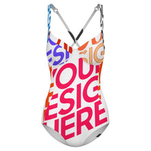 Lade das Bild in den Galerie-Viewer, Multi-Image-Druck Damen / Frauen One-piece Swimsuit Badeanzug SDSYY001 mit Fotos Muster Text Logo selbst gestalten und bedrucken