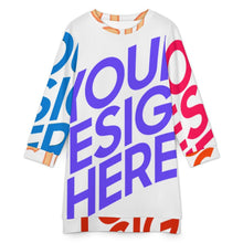 Lade das Bild in den Galerie-Viewer, Multi-Image-Druck Damen / Frauen Langärmliges Pulverkleid LM565 mit Fotos Muster Text Logo selbst gestalten und bedrucken