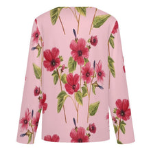 Lade das Bild in den Galerie-Viewer, Personalisierbares Damen Langarmshirt mit V-Ausschnitt und Knöpfen