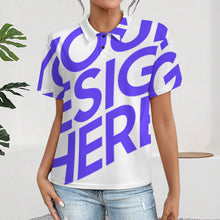 Lade das Bild in den Galerie-Viewer, Einzelbilddruck Damen / Frauen POLO Shirt mit gerader Schulter und Knopfleiste LTPL22 mit Fotos Muster Text Logo selbst gestalten und bedrucken