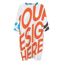 Lade das Bild in den Galerie-Viewer, Multi-Image-Design Damen / Frauen Eisseide Lockeres Große Größe T-Shirt Home Kurzarm Pyjama Nachthemd LM475 mit Fotos Muster Text Logo selbst gestalten und bedrucken