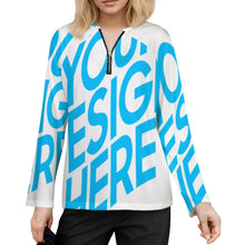 Lade das Bild in den Galerie-Viewer, Einzelbild-Design Damen / Frauen V-Ausschnitt Langarm T-Shirt mit Reißverschluss NT58 mit Foto Design Motiv Text selbst gestalten und bedrucken