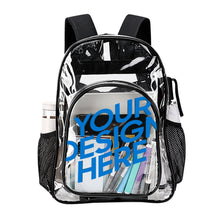 Lade das Bild in den Galerie-Viewer, Transparenter Schulrucksack Schultasche Rucksack mit Netztasche mit Fotos Muster Text Logo selbst gestalten und bedrucken