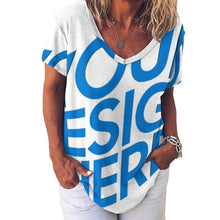 Lade das Bild in den Galerie-Viewer, Einzelbild-Design Ice Silk Short Sleeve Shirt V-Neck T-Shirt NZ109 - Damen / Frauen - selbst gestalten und bedrucken