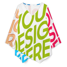 Lade das Bild in den Galerie-Viewer, Multi-Image-Design Damen / Frauen Top aus Leinenimitat mit V-Ausschnitt BZL mit Foto Design Motiv Text selbst gestalten und bedrucken (Simple Design)