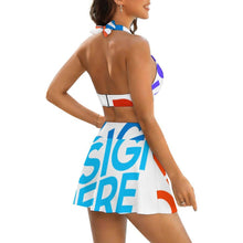 Lade das Bild in den Galerie-Viewer, Multi-Image-Druck Damen / Frauen Zweiteiliger Badeanzug mit Schnürung und Minirock (Schlitz) 308977 mit Fotos Muster Text Logo selbst gestalten und bedrucken