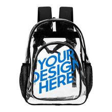Lade das Bild in den Galerie-Viewer, Transparenter Schulrucksack Schultasche Rucksack mit Netztasche mit Fotos Muster Text Logo selbst gestalten und bedrucken