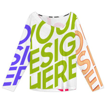 Lade das Bild in den Galerie-Viewer, Multi-Image-Design Damen / Frauen Langärmliges T-Shirt mit schrägem Kragen XVL mit Foto Design Motiv Text selbst gestalten und bedrucken (Simple Design)