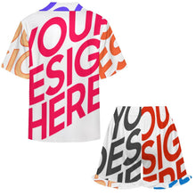 Lade das Bild in den Galerie-Viewer, Multi-Image-Druck Damen / Frauen Rüschen Pyjama Set mit kurzen Ärmeln C11TZ mit Foto Design Motiv Text selbst gestalten und bedrucken