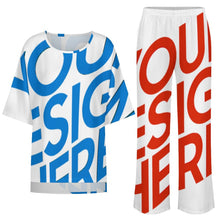 Lade das Bild in den Galerie-Viewer, Einzelbilddruck Damen / Frauen Set aus Hemd mit Rundhalsausschnitt und Fledermausärmeln + Hose mit weitem Bein und elastischem Bund YKL04 mit Fotos Muster Text Logo selbst gestalten und bedrucken