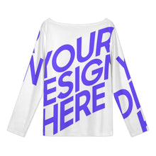 Lade das Bild in den Galerie-Viewer, Einzelbild-Design Damen / Frauen Langärmliges T-Shirt mit schrägem Kragen XVL mit Foto Design Motiv Text selbst gestalten und bedrucken (Simple Design)