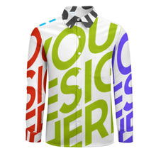 Lade das Bild in den Galerie-Viewer, Multi-Image-Design Herren / Männer Lässiges Langarmhemd aus Leinenimitat mit einer Tasche LS mit Foto Design Motiv Text selbst gestalten und bedrucken
