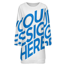 Lade das Bild in den Galerie-Viewer, Einzelbilddruck Damen / Frauen Langärmliges Pulloverkleid LM565 mit Fotos Muster Text Logo selbst gestalten und bedrucken