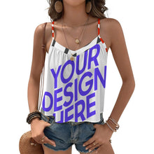 Lade das Bild in den Galerie-Viewer, Multi-Image-Druck Damen / Frauen Spaghetti Top A69K mit Foto Text selbst gestalten und bedrucken (Simple Design)