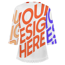 Lade das Bild in den Galerie-Viewer, Multi-Image-Druck Damen / Frauen V-Ausschnitt T-Shirt mit Spitzenbesatz und halblangen Ärmeln SDS2513 mit Foto Design Motiv Text selbst gestalten und bedrucken