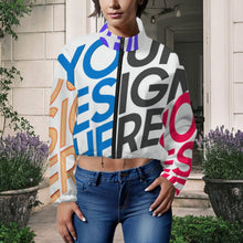 Lade das Bild in den Galerie-Viewer, Multi-Image-Druck Damen / Frauen Fleece Hoodie kurze Jacke MWL476 mit Fotos Muster Text Logo selbst gestalten und bedrucken