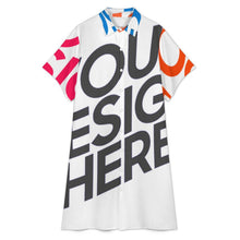 Lade das Bild in den Galerie-Viewer, Multi-Image-Design Damen / Frauen Mittellanges Hemdkleid mit Revers B15Q mit Foto Design Motiv Text selbst gestalten und bedrucken (Simple Design)