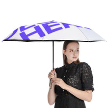 Lade das Bild in den Galerie-Viewer, Y01 Faltbarer Regenschirm 3-Falt Automatikschirm / Taschenschirm (Innenseite schwarz geklebt/Außenseite bedruckt) mit Fotos Muster Text Logo selbst gestalten und bedrucken