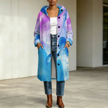 Lade das Bild in den Galerie-Viewer, Damen Fleecejacke lang mit Kapuze individuell bedruckbar