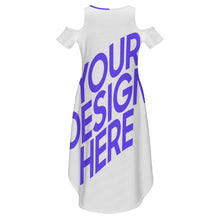 Lade das Bild in den Galerie-Viewer, Off-Shoulder Kleid Sommer Damen Sexy Trägerloses Kleid GJQ mit Foto Design Motiv Text selbst gestalten und bedrucken (Simple Design)