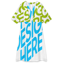 Lade das Bild in den Galerie-Viewer, Einzelbilddruck Damen / Frauen Zweiteiliger Anzug mit V-Ausschnitt und Rock A77Q mit Fotos Muster Text Logo selbst gestalten und bedrucken