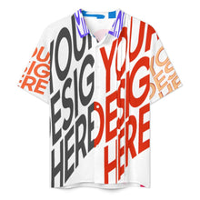 Lade das Bild in den Galerie-Viewer, Multi-Image-Design Herren Kurzarmhemd mit Revers und Falten LM005 mit Ihrem Design Motiv Foto Text selbst gestalten und bedrucken