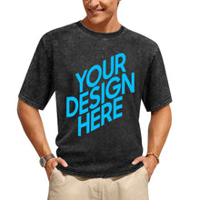 Lade das Bild in den Galerie-Viewer, Unisex Vintage T-Shirt mit Muster und überschnittenen Schultern mit Fotos Muster Text Logo selbst gestalten und bedrucken