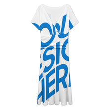 Lade das Bild in den Galerie-Viewer, Damen / Frauen Kurzärmliges Kleid mit V-Ausschnitt LYQ142 mit Foto Design Motiv Text selbst gestalten und bedrucken (Simple Design)