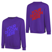 Lade das Bild in den Galerie-Viewer, 100% Baumwolle Vorder- und Hinterseite-Druck Herren Damen Unisex Langarm Sweatshirt Pullover Shirt Verschiedne Farben mit Foto Design Motiv Text selbst gestalten und bedrucken