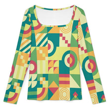 Lade das Bild in den Galerie-Viewer, Personalisierbares Damen Langarmshirt in Rippstruktur mit Karree-Ausschnitt