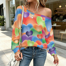 Lade das Bild in den Galerie-Viewer, Damen Off-Shoulder-Sweatshirt mit individuellem Druck