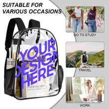 Lade das Bild in den Galerie-Viewer, 17 Zoll Transparente Rucksack Schultasche mit Fotos Muster Text Logo selbst gestalten und bedrucken
