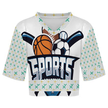 Lade das Bild in den Galerie-Viewer, Personalisiertes Damen-Sporttrikot mit Crop-Schnitt und V-Ausschnitt