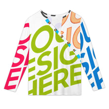 Lade das Bild in den Galerie-Viewer, Multi-Image-Druck Damen / Frauen Langärmliges T-Shirt mit schrägem Kragen und fünf Knöpfen XCK mit Foto Design Motiv Text selbst gestalten und bedrucken