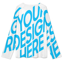 Lade das Bild in den Galerie-Viewer, Einzelbild-Design Damen / Frauen V-Ausschnitt Langarm T-Shirt mit Reißverschluss NT58 mit Foto Design Motiv Text selbst gestalten und bedrucken