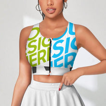 Lade das Bild in den Galerie-Viewer, Multi-Image-Druck Sport Yoga Reißverschluss Bra Top Damen / Frauen SDS2007 selbst gestalten und bedrucken