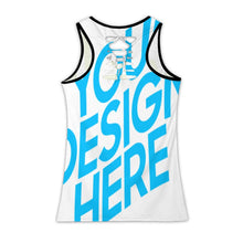 Lade das Bild in den Galerie-Viewer, Multi-Image-Design Damen / Frauen Tank Top TXLD Rückenausschnitt horizontale Streifen Hohlweste BS mit Fotos Muster Text Logo selbst gestalten und bedrucken