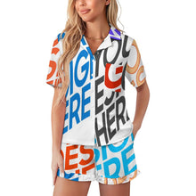 Lade das Bild in den Galerie-Viewer, Multi-Image-Druck Damen / Frauen Rüschen Pyjama Set mit kurzen Ärmeln C11TZ mit Foto Design Motiv Text selbst gestalten und bedrucken