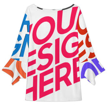 Lade das Bild in den Galerie-Viewer, Multi-Image-Design Damen / Frauen Long T-Shirt mit drei Knöpfen und Blütenärmeln VJK mit Foto Design Motiv Text selbst gestalten und bedrucken (Simple Design)