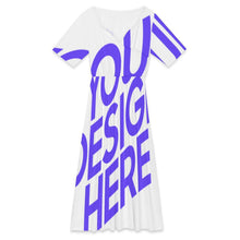 Lade das Bild in den Galerie-Viewer, Einzelbild-Design Damen / Frauen Sommer Maxikleid mit Blütenblattausschnitt F31Q mit Foto Design Motiv Text selbst gestalten und bedrucken (Simple Design)