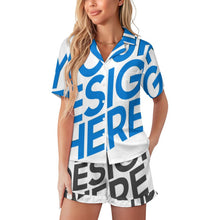Lade das Bild in den Galerie-Viewer, Einzelbilddruck Damen / Frauen Rüschen Pyjama Set mit kurzen Ärmeln C11TZ mit Foto Design Motiv Text selbst gestalten und bedrucken